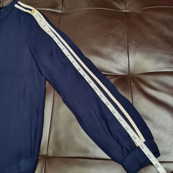 J. Crew Double Stripes Crepe Top Blouse Navy Womens Size 00 - Picture 16 of 16